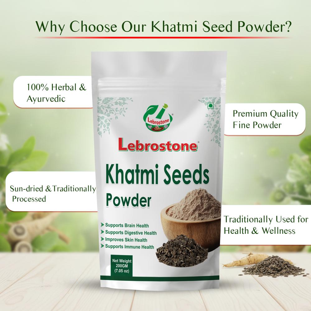 Lebrostone Khatmi Seeds Powder | Herbal Powder for Digestive Health, Anti-Inflammatory, Respiratory Support & Skin Care | 100g