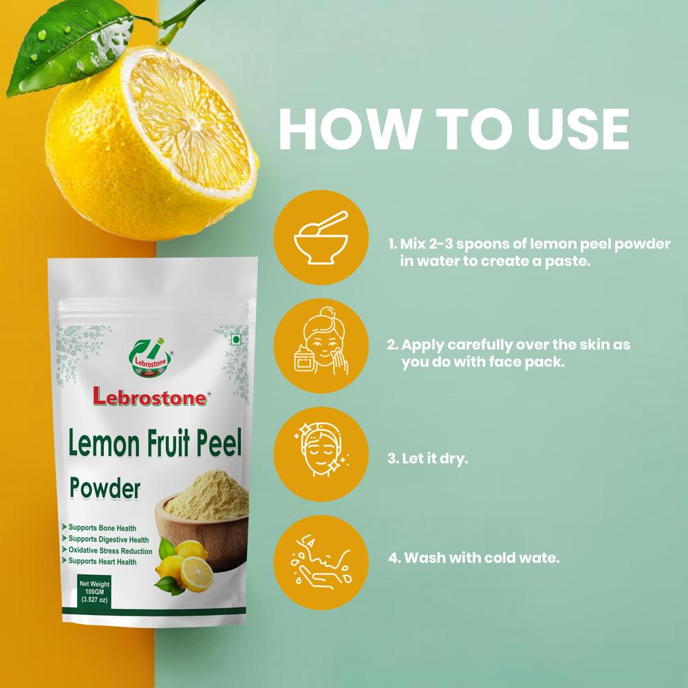 Lebrostone Lemon Fruit Peel Powder | Rich in Vitamin C, Boosts Immunity, Supports Digestion, Detox, Skin Care |100g
