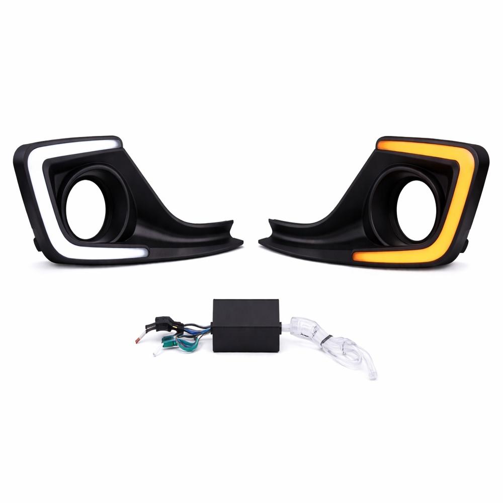 K D LED DRL Fog Lamp Cover for Maruti Suzuki SWIFT 2018 NON MATRIX White DRL & Amber Indicator Car