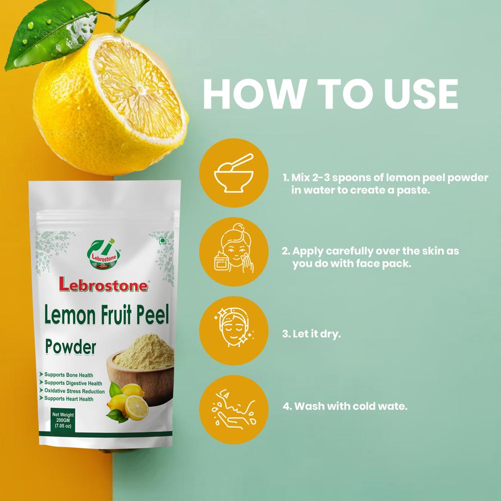 Lebrostone Lemon Fruit Peel Powder | Rich in Vitamin C, Boosts Immunity, Supports Digestion, Detox, Skin Care|200g
