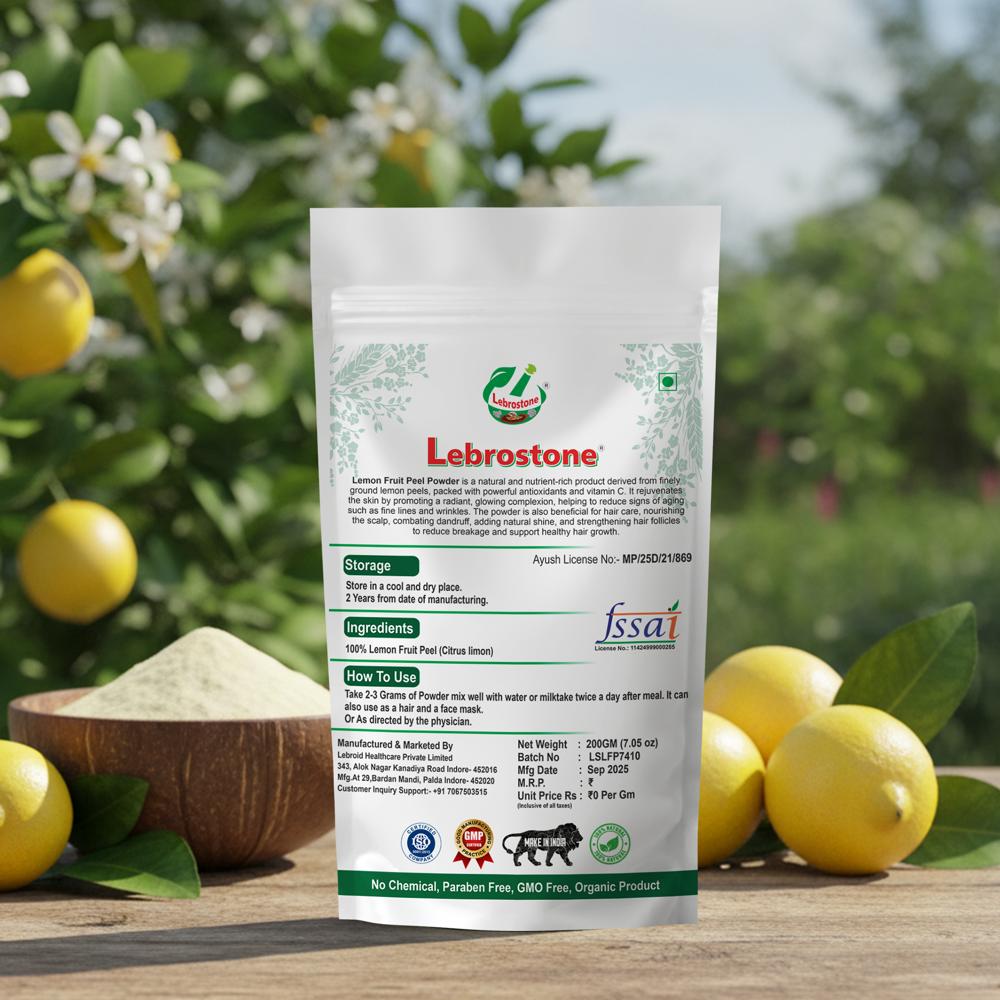 Lebrostone Lemon Fruit Peel Powder | Rich in Vitamin C, Boosts Immunity, Supports Digestion, Detox, Skin Care|200g