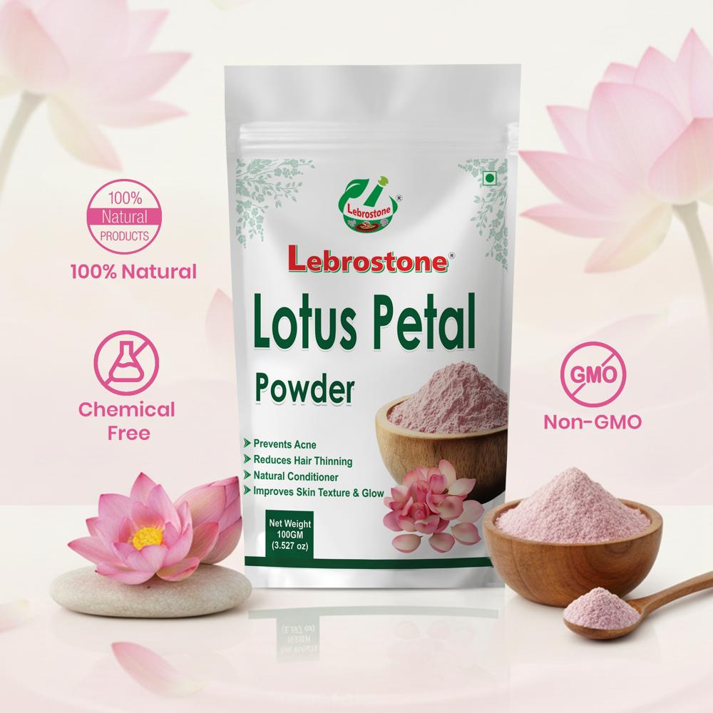 Lebrostone Lotus Petals Powder | Herbal Powder for Skin Beauty, Blood Sugar & Cholesterol Support, Immunity & Nutrient Enrichment | 100g