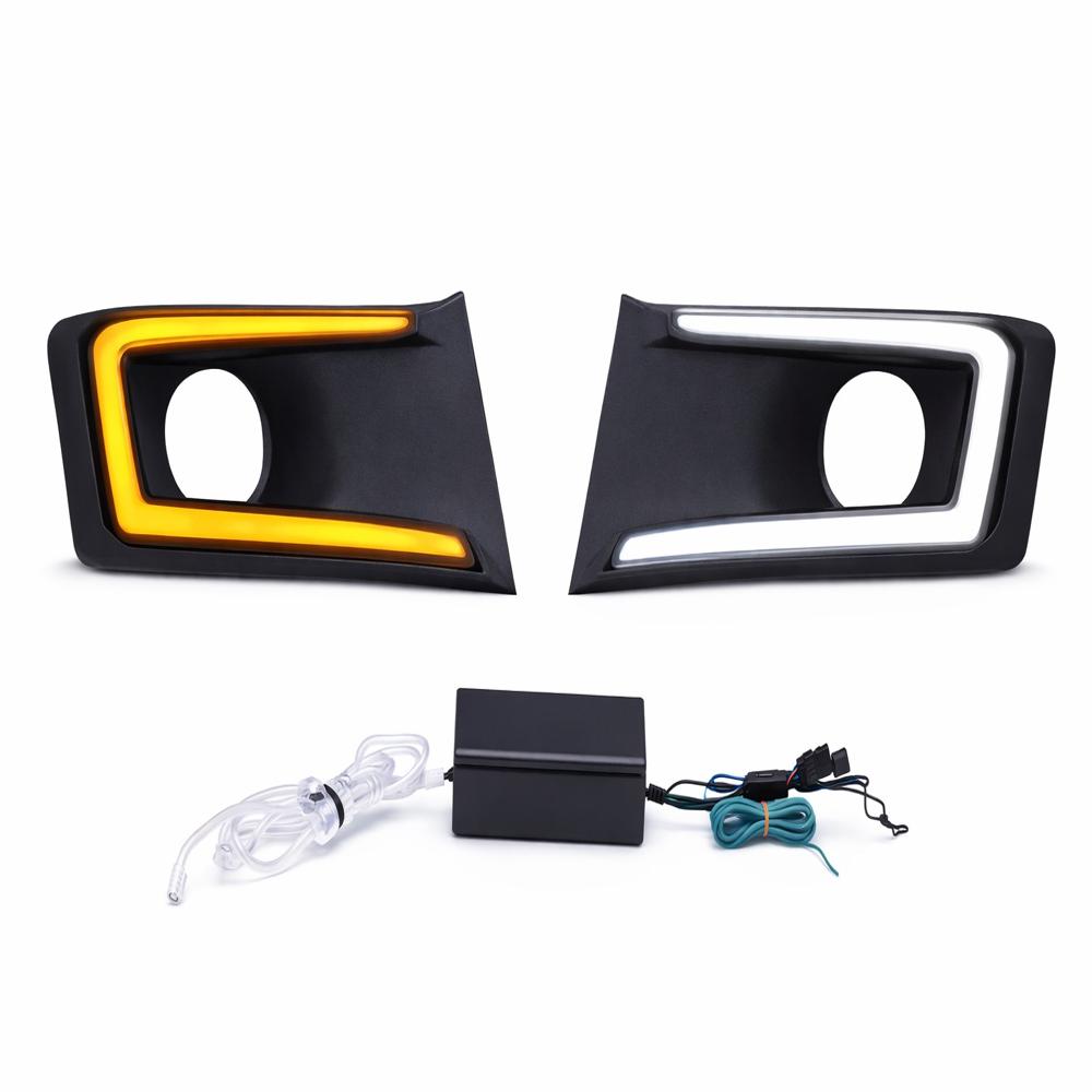 K D LED DRL Fog Lamp Cover for Maruti Suzuki Brezza2017 White DRL & Amber Indicator Waterproof Car