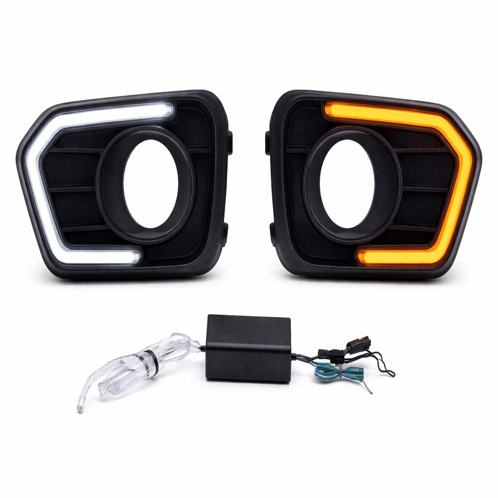 K D LED DRL Fog Lamp Cover forMaruti Suzuki Brezza 2020 White DRL & Amber Indicator Waterproof Car