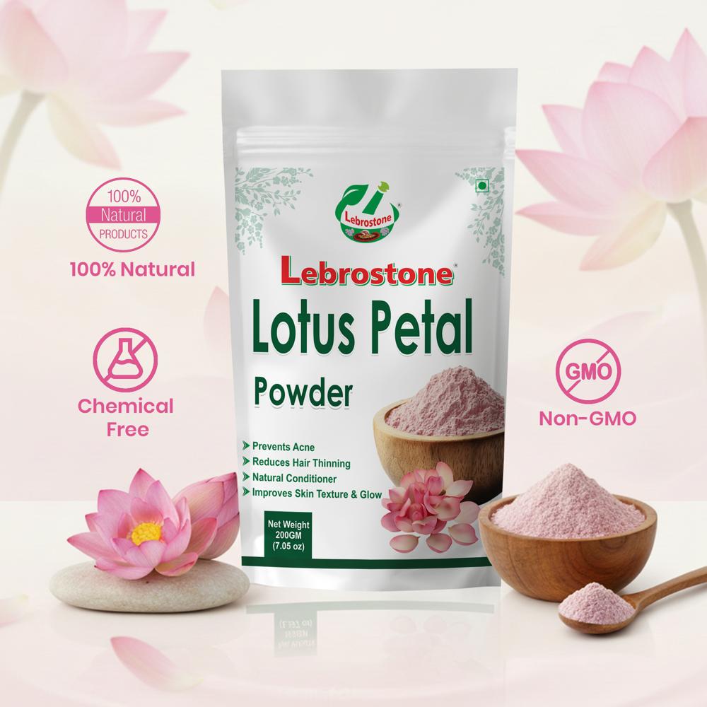 Lebrostone Lotus Petals Powder | Herbal Powder for Skin Beauty, Blood Sugar & Cholesterol Support, Immunity & Nutrient Enrichment | 200g