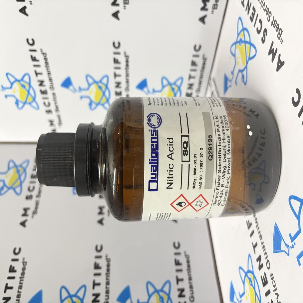 Nitric Acid SQ 500ml Qualigens - 69-70% Purity, Clear Pale Yellow Liquid, HDPE/Glass Bottle | High Conductivity, Rapid Evaporation