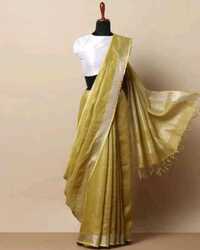 Pure Linen Silver Jari Saree