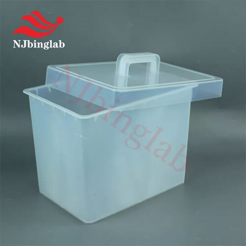 PFA Acid Cleaning Tank, 15L with Cover for Semiconductor Wafer Cleaning