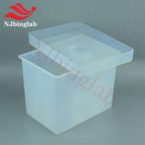 PFA Acid Cleaning Tank, 15L with Cover for Semiconductor Wafer Cleaning