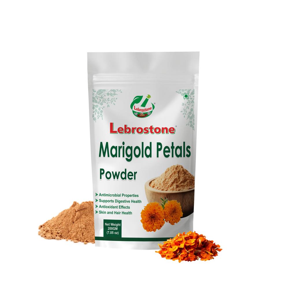 Lebrostone Marigold Petals Powder | Herbal Powder For Anti-inflammatory, Eye Health, Hair Care, Blood Detox, Digestion & Skin Glow | 200g - Additives: Natural And Chemical-free.