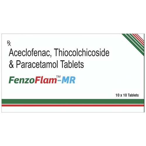 FENZOFLAM MR TABLETS Contains Aceclofenac 100mg Thiocolchicoside 4mg And Paracetamol 325mg Tablets