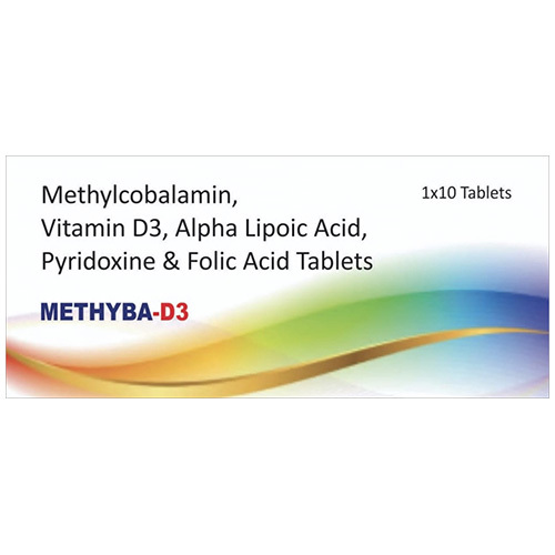 METHYBA D3 TABLET Congtains Methylcobalamin 1500mcg Vitamin D3 1000 IU Alpha Lipoic Acid 100mg Pyridoxine 3mg And Folic Acid 1.5mg Tablets
