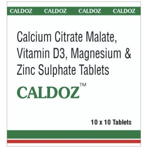 CALDOZ TABLET Contains Calcium  Malate 1250mg Vitamin D3 1000 IU Magnesium 100mg And Zinc Sulphate 7.5mg Tablets