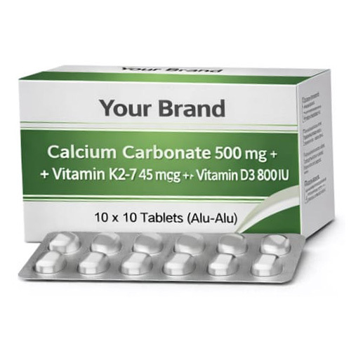 Calsium Carbonate 500 mg Plus Vitamin K2-7  45 mcg Plus Vitamin D3 800 IU