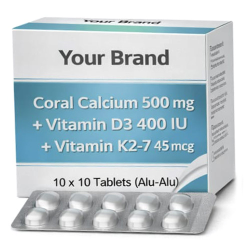 Coral Calcium 500 mg Plus Vitamin D3 400 IU Plus Vitamin K2-7 45 mcg