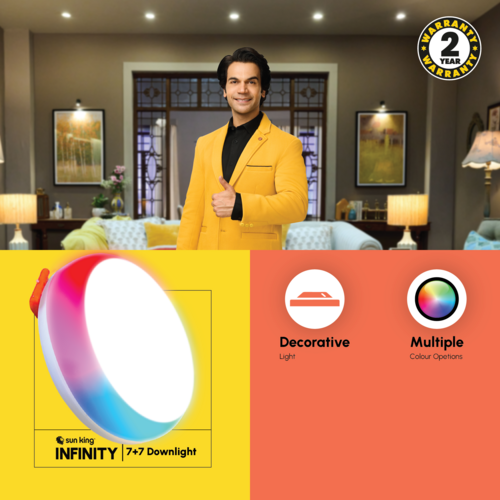 Sun King 7+7 Rainbow Multicolour Led Decorative Ceiling Down Light