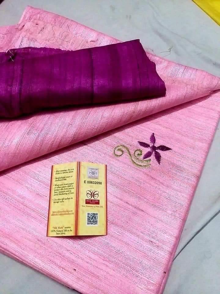 Pure Tushar Ghicha Embroidery Silk Saree