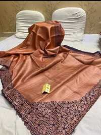 Pure Tushar Silk Saree Work Hand Cutwork