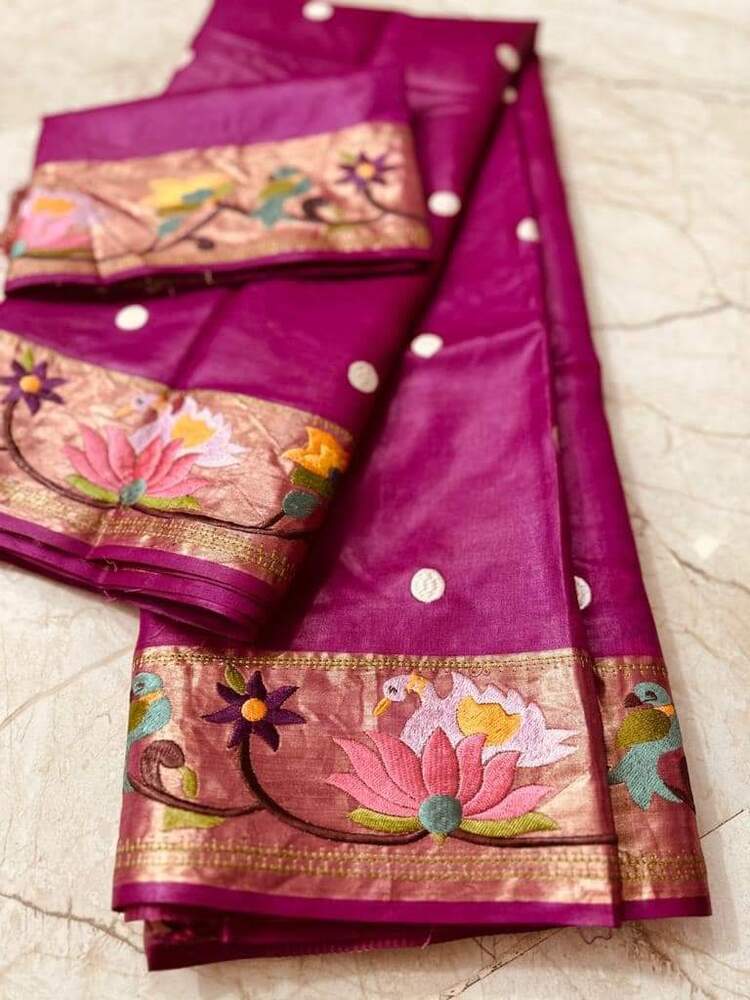 Ladies Tushar Zari Border Saree