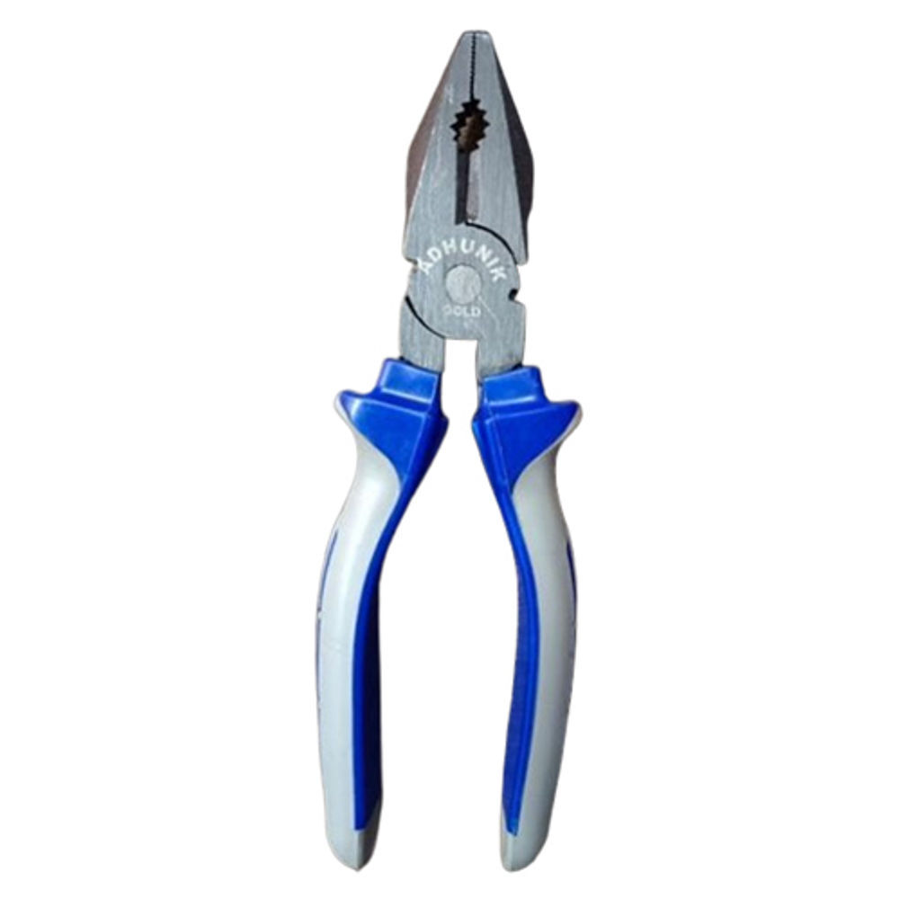 Gold Combination Plier - Mild Steel, 8 Inch | Durable Rubber Rectangular Handle For Versatile Industrial Use In Wire Cutting, Gripping, And Bending
