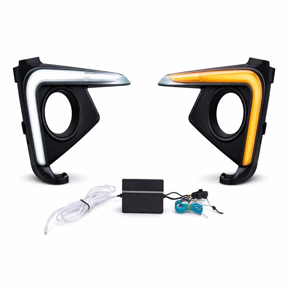 K D LED DRL Fog Lamp Cover for Maruti Suzuki Ertiga 2018  White DRL & Amber Indicator | Waterproof Car Exterior Accessory