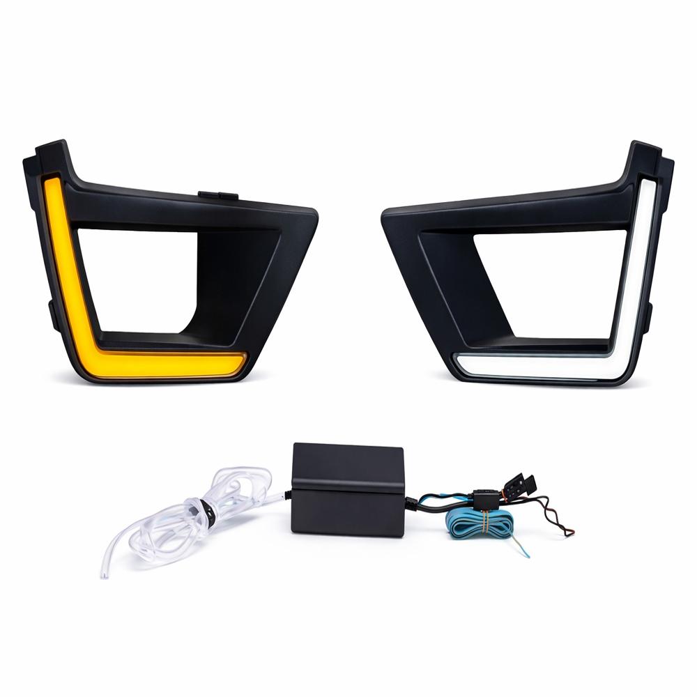 K D LED DRL Fog Lamp Cover for Mahindra XUV 300 Lower  White DRL & Amber Indicator | Waterproof Car Exterior Accessory