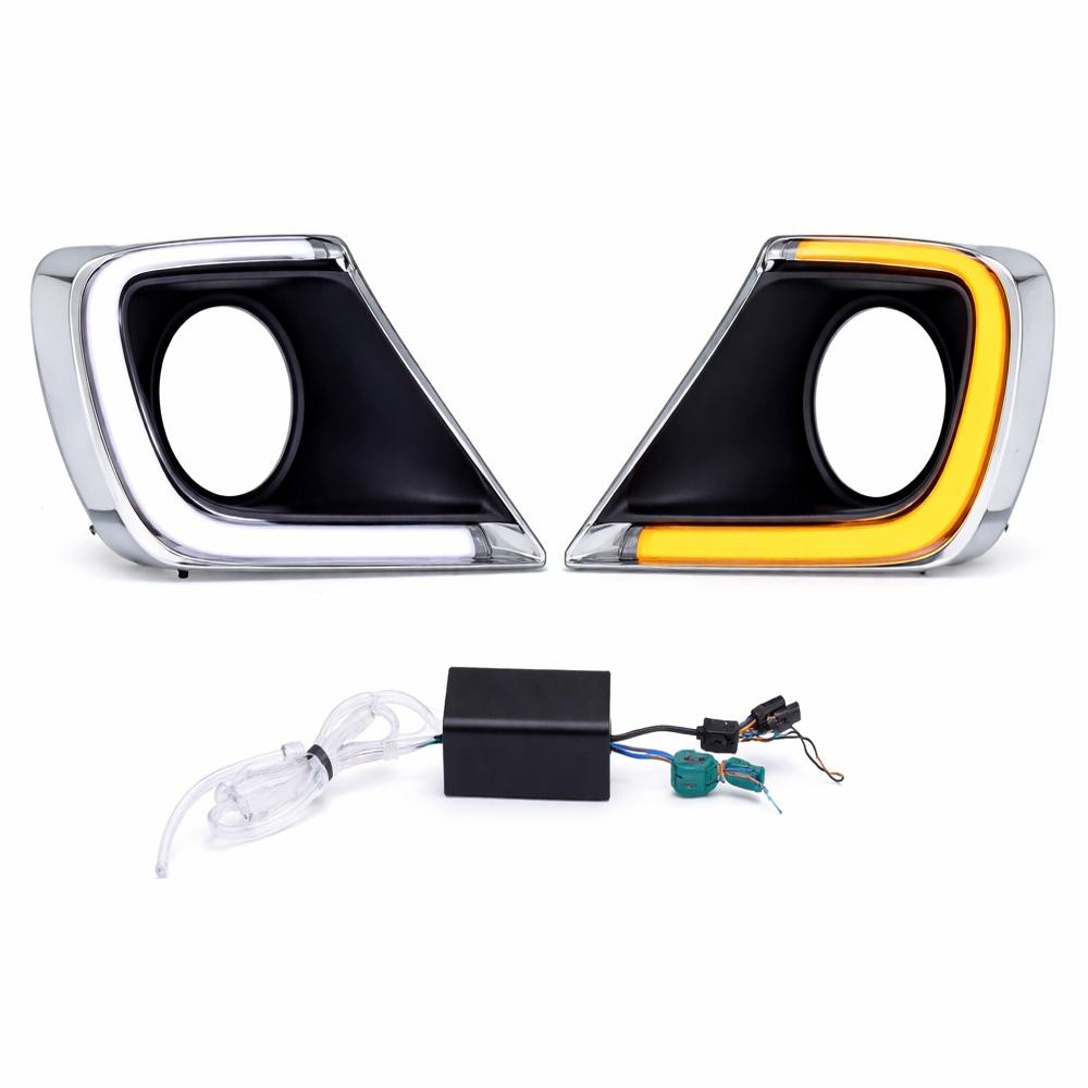 K D LED DRL Fog Lamp Cover for Toyota Innova 2014 White DRL & Amber Indicator | Waterproof Car Exterior Accessory