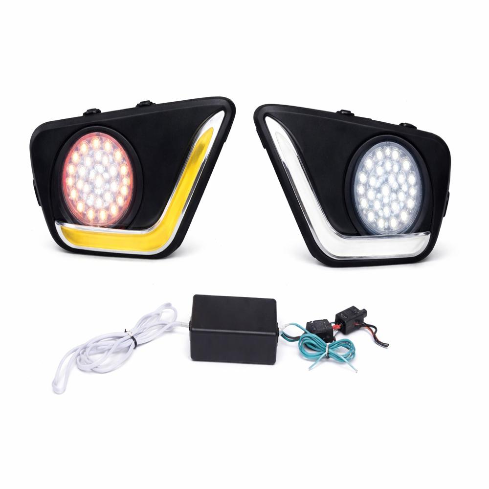 K D LED DRL Fog Lamp Cover for Mahindra Bolero 2020 Combo Fog LED White DRL & Amber Indicator | Waterproof Car Exterior Accessory