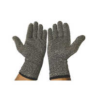 Knitted Gloves - Cotton Blend, Free Size, Grey | Breathable, Flexible, Durable, Non-slip Grip, Elastic Cuff