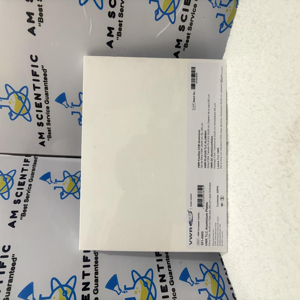 Vwr Tlc Aluminium Plates - Aluminium 20x20 Cm, White | Silica Gel F254, Pre-coated, 200âµm Thickness, F254 Fluorescent Indicator, 25 Plates Pack, 60 Months Shelf Life
