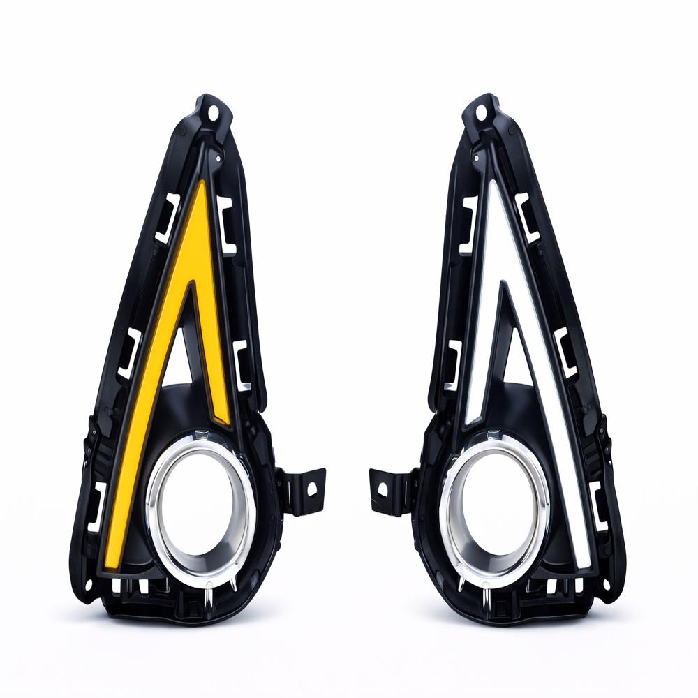 K D LED DRL Fog Lamp Cover for Hyundai i-10 Grand Nios Matrix  White DRL & Amber Indicator | Waterproof Car Exterior Accessory