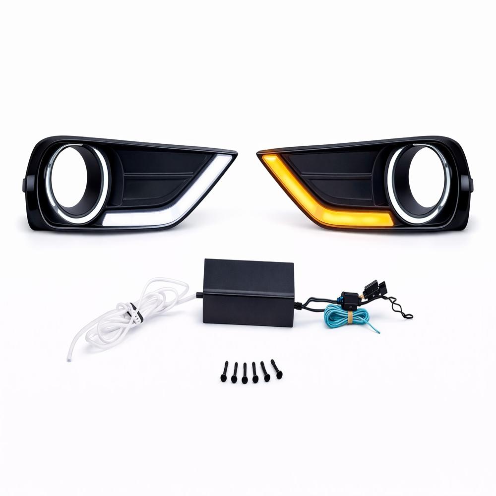 K D LED DRL Fog Lamp Cover for Tata Tiago 2020  White DRL & Amber Indicator | Waterproof Car Exterior Accessory