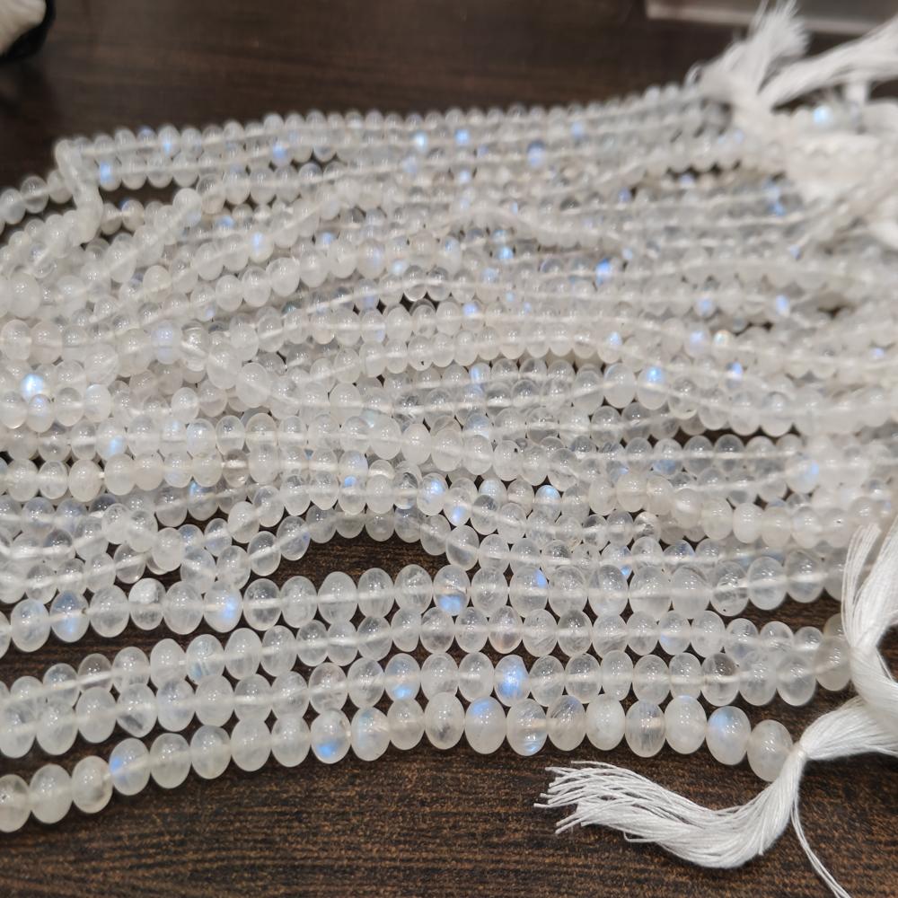 Natural white rainbow moonstone 4 to 6 mm round plain smooth beads sold per strand 8 inches
