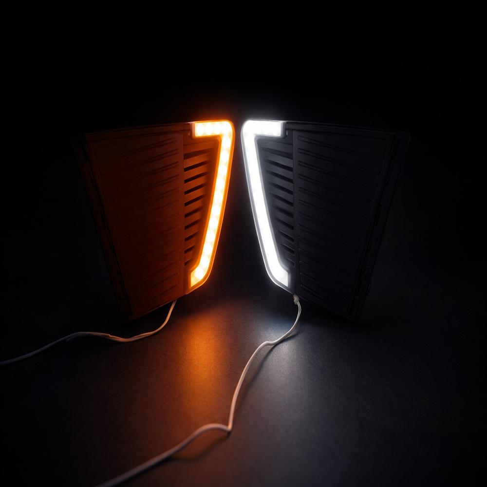 K D LED DRL Fog Lamp Cover for Hyundai Creta 2017 White DRL & Amber Indicator | Waterproof Car Exterior Accessory