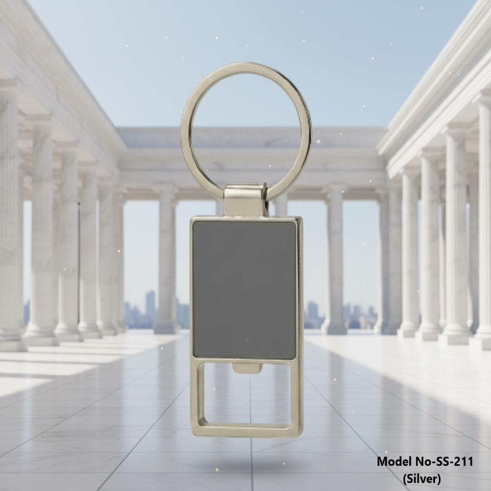 Metal Rectangle Bottle Opener Keychain with Round Ring (SS-211)