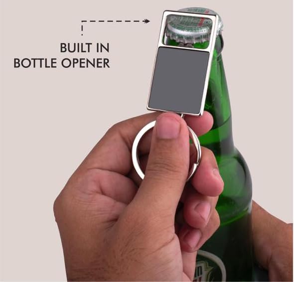 Metal Rectangle Bottle Opener Keychain with Round Ring (SS-211)