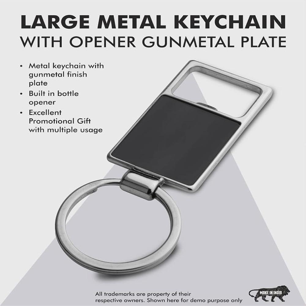 Metal Rectangle Bottle Opener Keychain with Round Ring (SS-211)