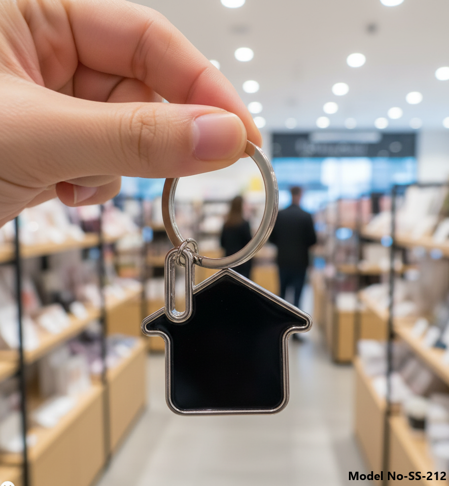 Premium Metal House-Shaped Keychain with Key Ring (SS-212)