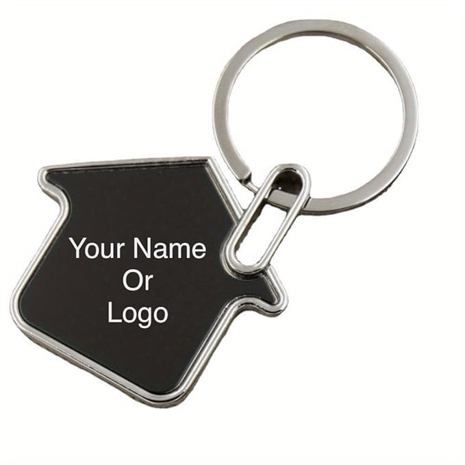 Premium Metal House-Shaped Keychain with Key Ring (SS-212)