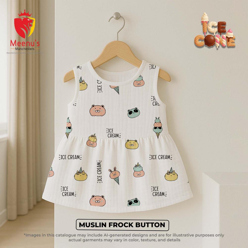 New Born Cotton Frock With Button