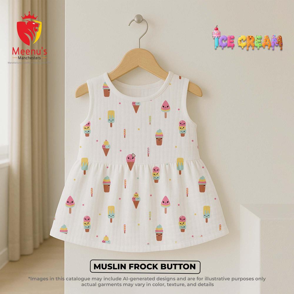 New born cotton frock button