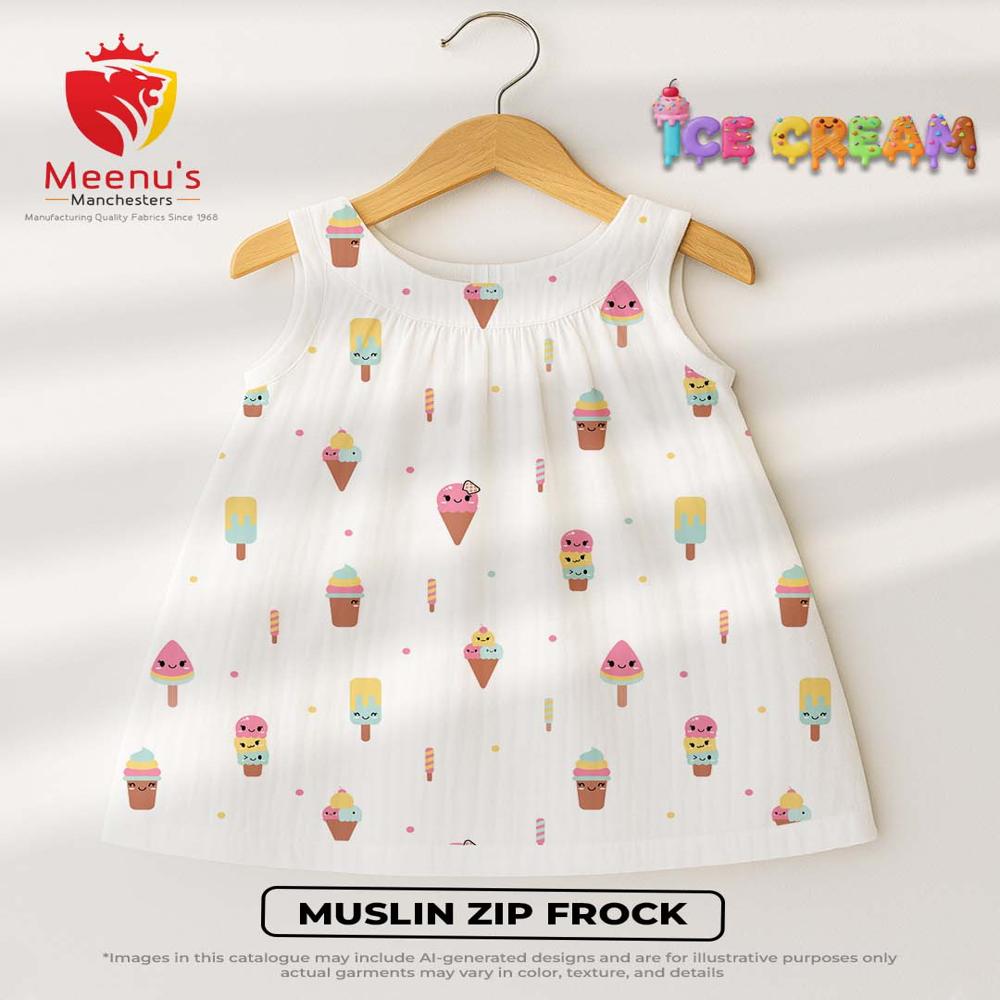 New Born Cotton Frock With Zip