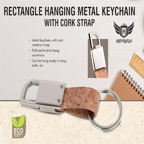 Premium Eco-Friendly Cork Finish Metal Bottle Opener Keychain (SS-213)