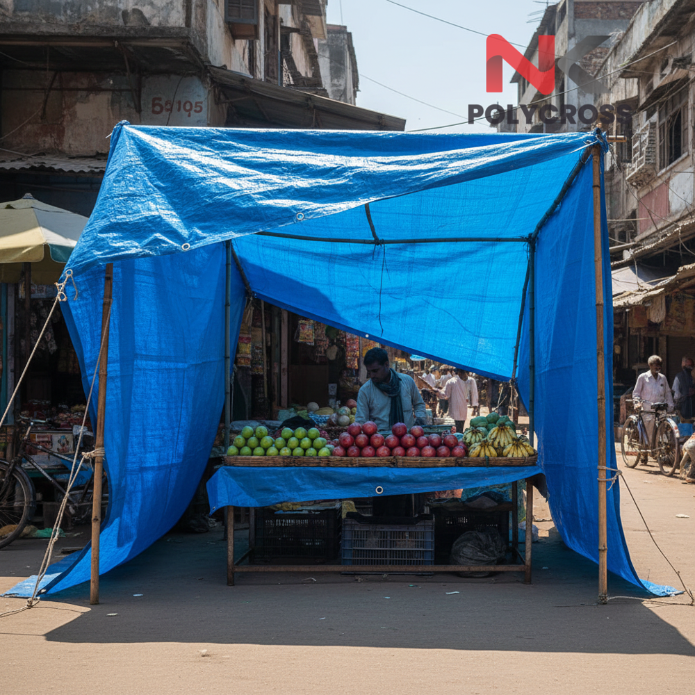 Small Stall Tarpaulin - Color: Blue