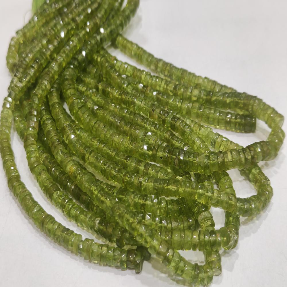 Natural Peridot Rondelle Faceted 5-6mmTyre Shape Beads sold per Strand 8 inches long
