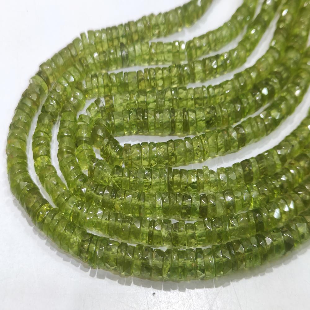 Natural Peridot Rondelle Faceted 5-6mmTyre Shape Beads sold per Strand 8 inches long