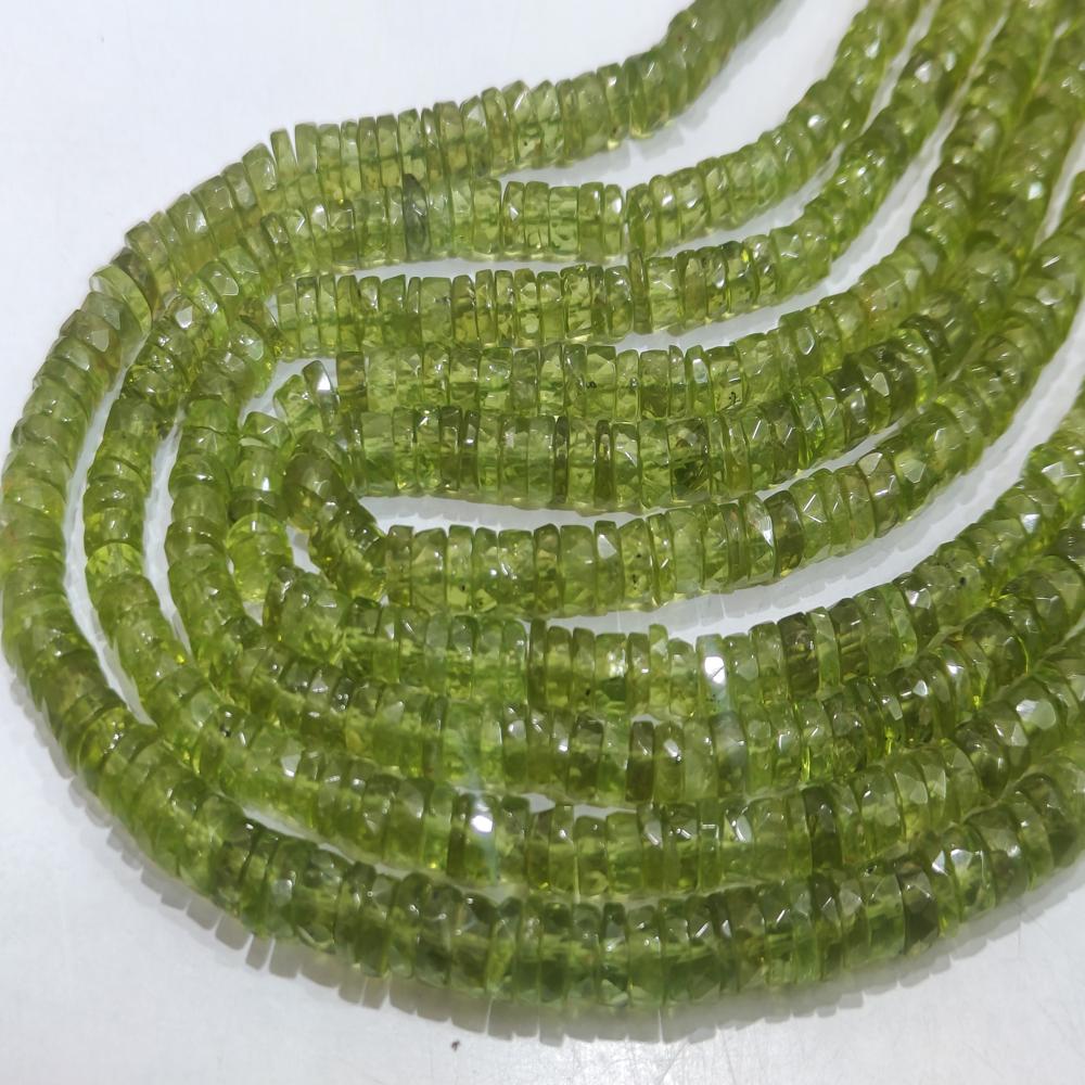 Natural Peridot Rondelle Faceted 5-6mmTyre Shape Beads sold per Strand 8 inches long