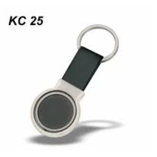 Golden & Silver Round Metal With Leather Keychain Revol-ving (SS-214)