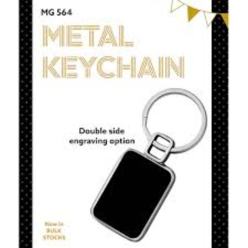 Square Shape Metal Keychain with Black Insert (SS-217)