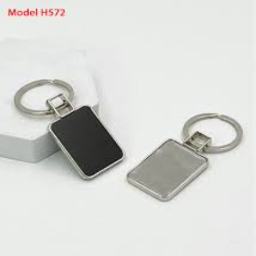 Square Shape Metal Keychain with Black Insert (SS-217)